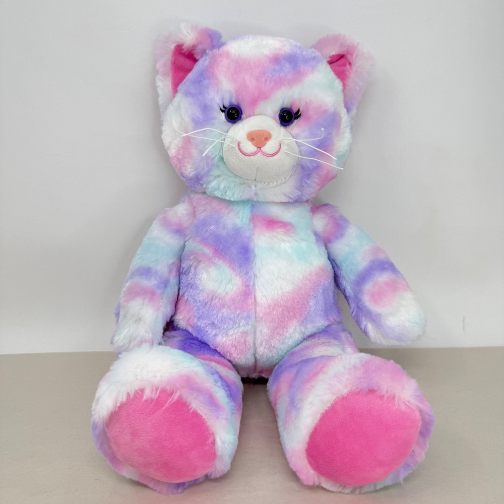 Build-A-Bear Workshop Pastel Swirl Kitty Cat Tie Dye Pink Purple Blue Plush Toy